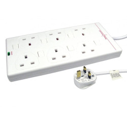 MicroConnect 6-way UK Socket 2M White (GRU006WUK-SWITCH)