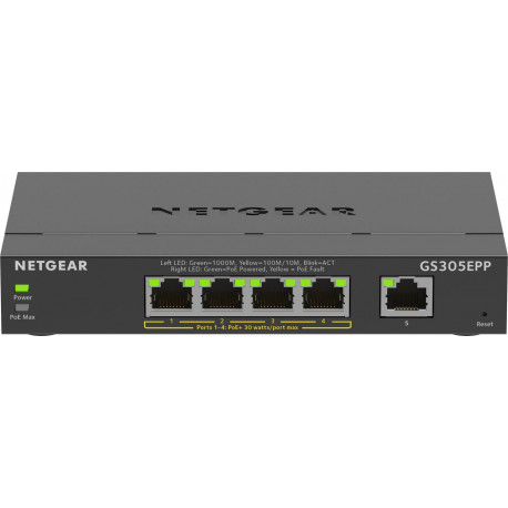 Netgear 5PT GE Plus Switch W/HI-PWR POE+ (GS305EPP-100PES)