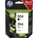 HP Pack de 2 cartouches authentiques d'encre noire/trois couleurs 304 (3JB05AE)