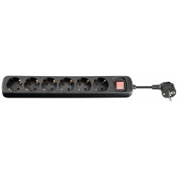 MicroConnect 6-way Schuko Socket 5M Black (GRU0065B)