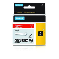  DYMO Ruban Blanc sur rouge 1805422 DYMO Rhino Étiquettes en vinyle industrielles | 19 mm x 5,5 m | autocollantes impression en 