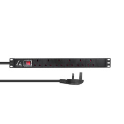 Lanview UK Rack mount 19" power strip 13A with 6 x UK sockets