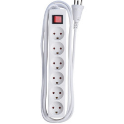 MicroConnect Power strip 6 outlets 3m White 