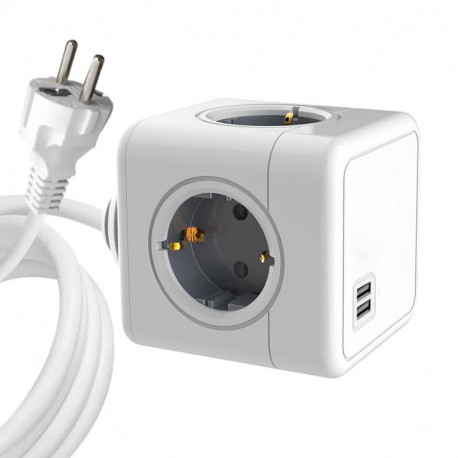 MicroConnect PowerCube, 4 Schuko outlets (MC-CUBE015USB)