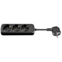 MicroConnect 3-way Schuko Socket 3M Black (GRU0033B)