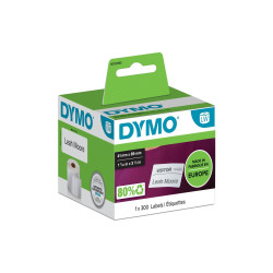  DYMO Etiquettes Blanc S0722560 11356 1 rouleau de badges nominatifs, 41mm x 89mm, 300 étiquettes, papier amovible, blanc