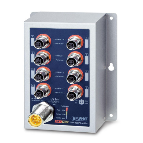 Planet IP50 Ind 8-P 10/100TX M12 (ISW-808PT-M12A)