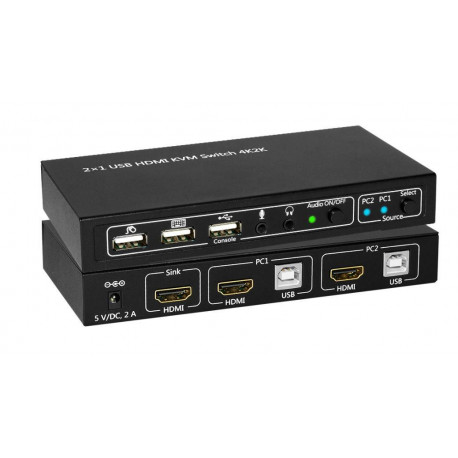 MicroConnect HDMI & USB KVM Switch 2 ports (MC-HDMI-USBKVM-UK)
