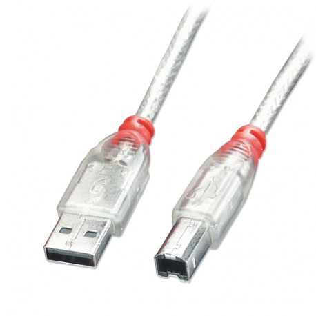 Lindy USB2.0 Cable Type A/B. M/M. Transparent 3.0m (41754)