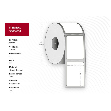 Capture Label 56x25 - Core 25. White. 