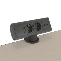 Kondator Smartline Desk Alu/Black 2 Power, 1 USB (935-D2CC)