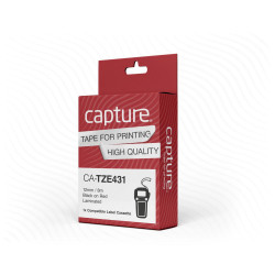 Capture 12mm x 8m Black on Red Tape (W127032276)