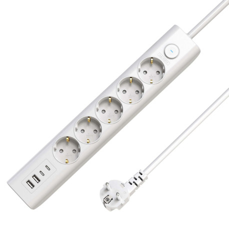 MicroConnect 5-way USB Schuko Power Strip 