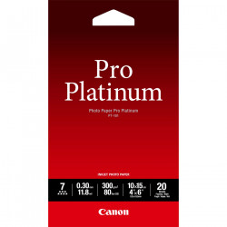  Canon Papier Blanc 2768B013 PT-101 Papier photo, 10 x 15 cm, 300 g/m², 20 feuilles, Pro Platinum