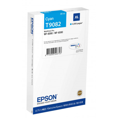  Epson Cartouche d'encre Cyan C13T908240 T9082 ~4000 Pages 39ml XL