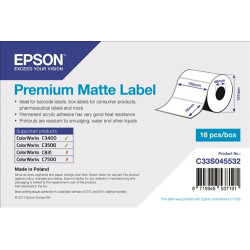  Epson Etiquettes Blanc C33S045532 S045532 Premium Matte Label - Die-cut Roll: 102mm x 76mm, 440 labels