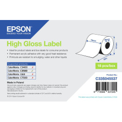 Epson Etiquettes C33S045537 S045537 High Gloss Label, Rouleau, 76mm x 33m