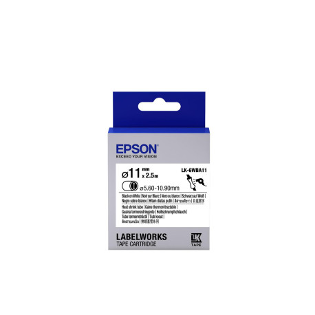 EPSON RUBAN LK-6WBA11 - GAINE THERMORETRACTABLE HST NOIR/BLANC D11/2,5 (C53S656902)