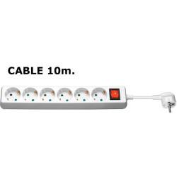 MicroConnect 6-way Schuko Socket 10M White (GRU00610W)