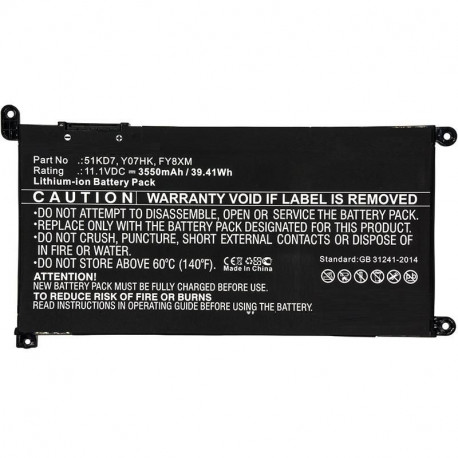 CoreParts Laptop Battery for Dell 37.70Wh Li-ion 11.1V 3400mAh Black