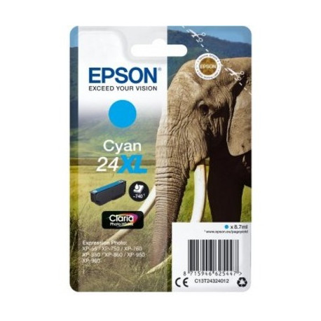  Epson Cartouche d'encre Cyan C13T24324012 24 XL ~740 Pages 8,7ml XL