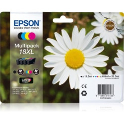  Epson Multipack Noir(e) / Cyan / Magenta / Jaune C13T18164012 18 XL 4 cartouches d'encre XL: T1811 + T1812 + T1813 + T1814