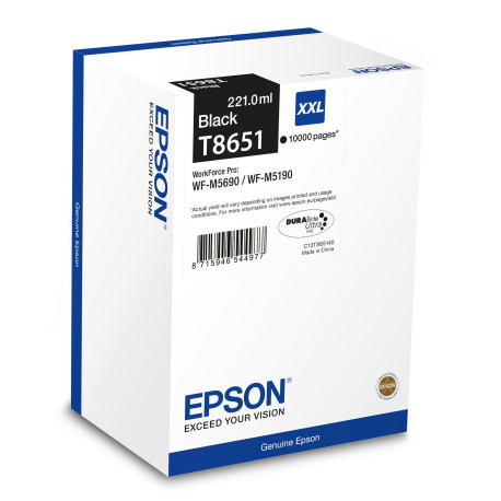  Epson Cartouche d'encre Noir(e) C13T865140 T8651 XXL ~10000 Pages 221ml XXL