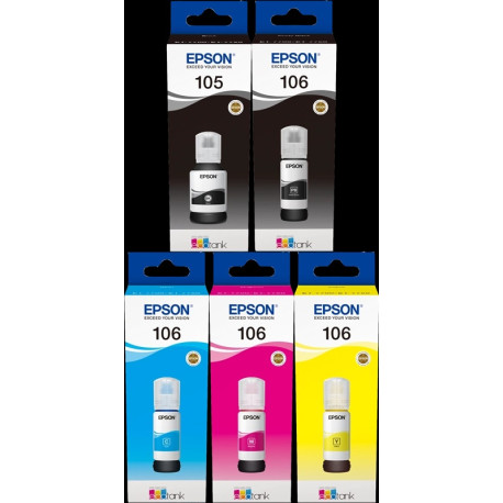  Epson Multipack Noir(e) / Noir (photo) / Cyan / Magenta / Jaune T00Q/R MCVP 105/106