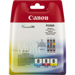  Canon Multipack Cyan / Magenta / Jaune CLI-8 0621B029 CLI-8c + CLI-8m + CLI-8y à 13,0ml