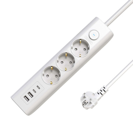 MicroConnect 3-way USB Schuko Power Strip 