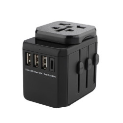 MicroConnect World Travel Adapter, 3 USB A ports and 1 USB-C port