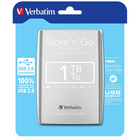 Verbatim External HD 1 TB Silver (53071)