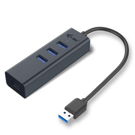 I-TEC USB 3.0 METAL 3-PORT HUB WITH GIGABIT ETHERNET ADAPTER 1XUSB 3.0 TO RJ-45 3XUSB 3.0 PORT LED (U3METALG3HUB)