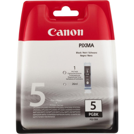 CANON PGI-5BK CARTOUCHE DENCRE NOIR CAPACITE STANDARD 1-PACK BLISTER AVEC ALARME (0628B029)