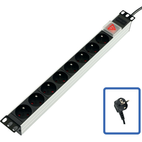 Lanview POWER STRIP 19 - 8 WAY - FULL ALUMINIUM WITH ON/OFF (TUPS031)