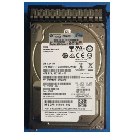 Hewlett Packard Enterprise HDD 2TB 12G 7.2K SFF SAS SC (867204-001)