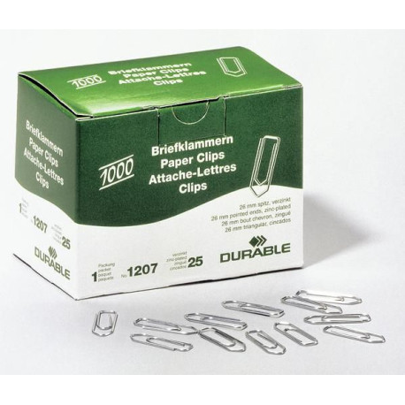 Durable 1207-25 Paper Clip Zinc Steel 